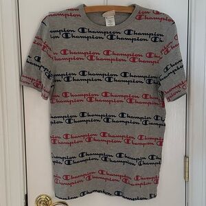 Champion Gray Logo T-Shirt, Size Medium